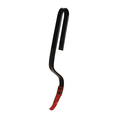 The Track Eradicator Tine with Point, PH24612 by Sparex (Part No. S.78140), is a black and red curved hand tool with a hooked end and handle, designed for optimal performance.