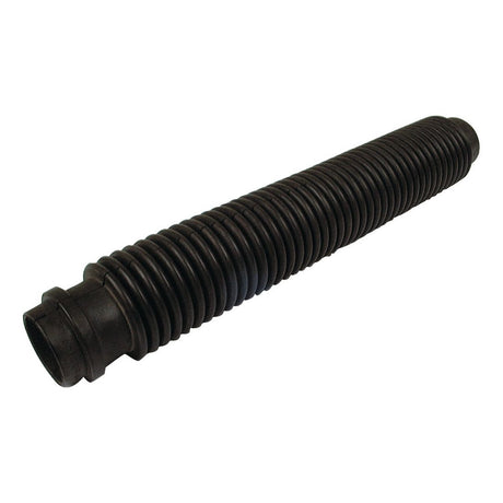 The Sparex Drill Tube (Short), replacement for Massey Ferguson, part number 876888M1, is a black, flexible corrugated plastic hose with a flared end featuring 42 ribs. This product is used for drainage or conduit purposes and is compatible with Massey Ferguson equipment.