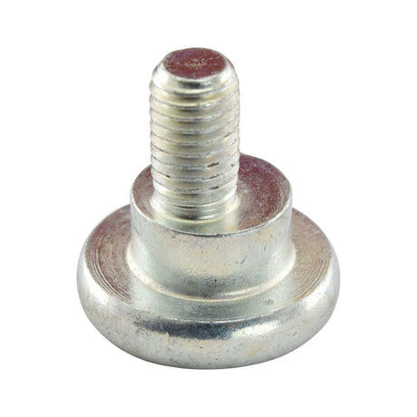 Close-up of a Sparex Mower Blade Retainer (M12x35mm), a metallic, threaded stud with a wide, flat base, compatible with Metric standards; Replacement for Taarup, Kverneland to fit as: 56.403.00 | Sparex Part No.S.78397.