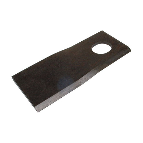 The Sparex Rasspe Mower Blade - Twisted blade - 126x48x4mm with a 20.5mm hole, typically used as a replacement part for a lawnmower or other cutting equipment, is designed to be compatible with Fella SM series and often secured with Rasspe Fasteners.