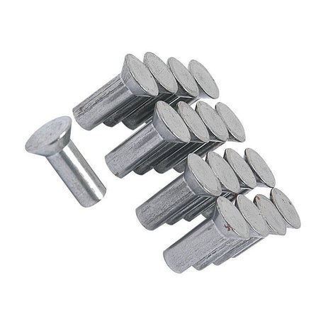 A group of 15 countersunk rivets, M6x16mm (DIN 661), from Sparex (Part No.S.78586) arranged together, with one rivet laying separately on its side. These metric rivets are compatible with Sparex products and ensure precision and durability.