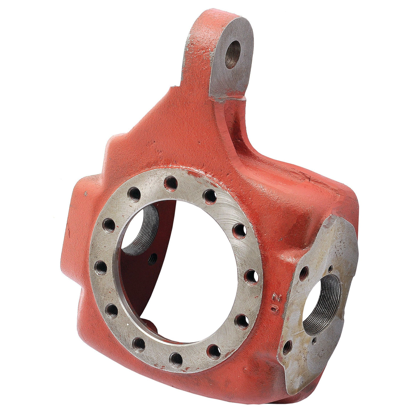 A red, metal industrial part with a large circular hole surrounded by smaller holes, and additional threaded openings on the sides—reminiscent of sturdy designs from Case IH equipment, describes the Sparex Axle Housing (Part No. S.7859).