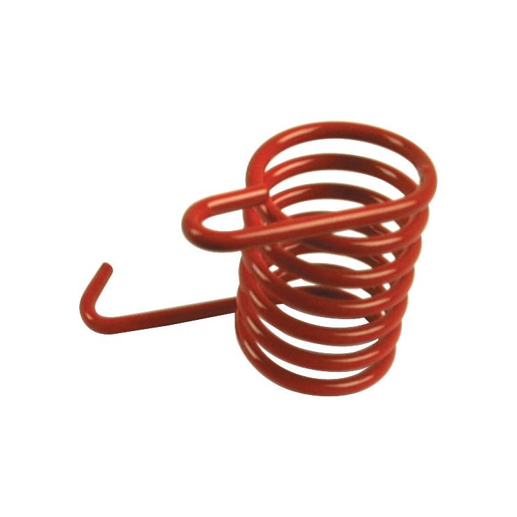 The Sparex Haytine Return Spring RH replacement for Fransgard, fitting as 40243 - S.78623, is a red, coiled metal spring with an extended hook on one end, suitable for RH fitting.