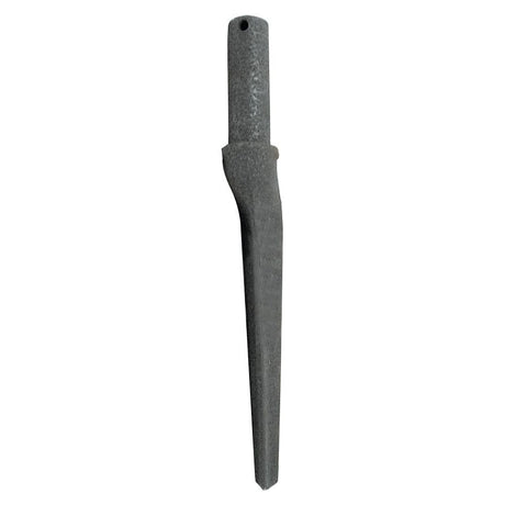 A gray metal prying tool with a tapered, flat end and a hole at the top of the handle, perfect for precision tasks. This versatile tool, known as the Power Harrow Tine 345mm, ensures durability and reliability for various applications. It is noted as Sparex 490266 and recognized by its Sparex Part No.S.78628.