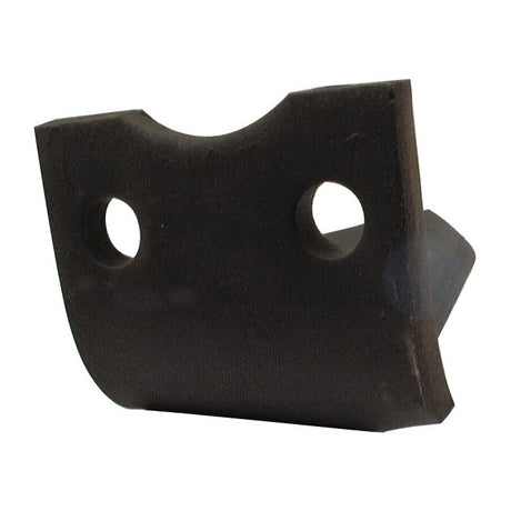 A black, U-shaped metal bracket with two circular holes, ideal as a replacement for Pegoraro Power Harrow Blade 007863. This Sparex Power Harrow Blade measures 100x10x290mm, has hole centers of 60mm, and features 16.5mm diameter holes.