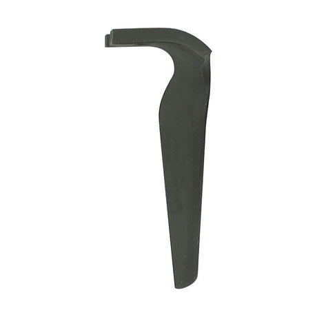 A black, curved metal bracket with a protruding edge at the top, viewed against a plain white background, serves as an ideal replacement for Pegoraro Power Harrow Blade. Known as the Sparex Power Harrow Blade 100x14x305mm RH (Sparex Part No.S.78644), it features hole centers at 60mm and a hole diameter of 16.5mm, making it compatible with both Pegoraro and Morra equipment.