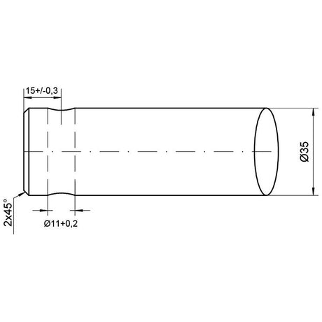 Here is a technical drawing of the Loader Tine - Straight 760mm (Star) by Sparex, designed to fit as model 5500011 - S.78652, featuring a maximum tine diameter of Ø35mm along with specified dimensions and angular measurements.