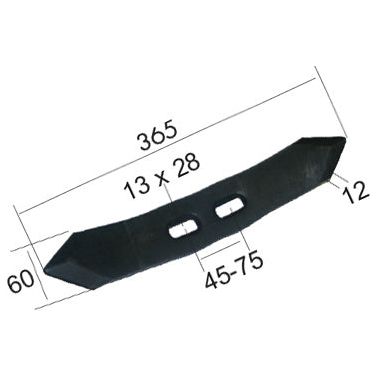 Reversible point 365x60x12mm Hole centres 45/75mm
 - S.78697 - Farming Parts