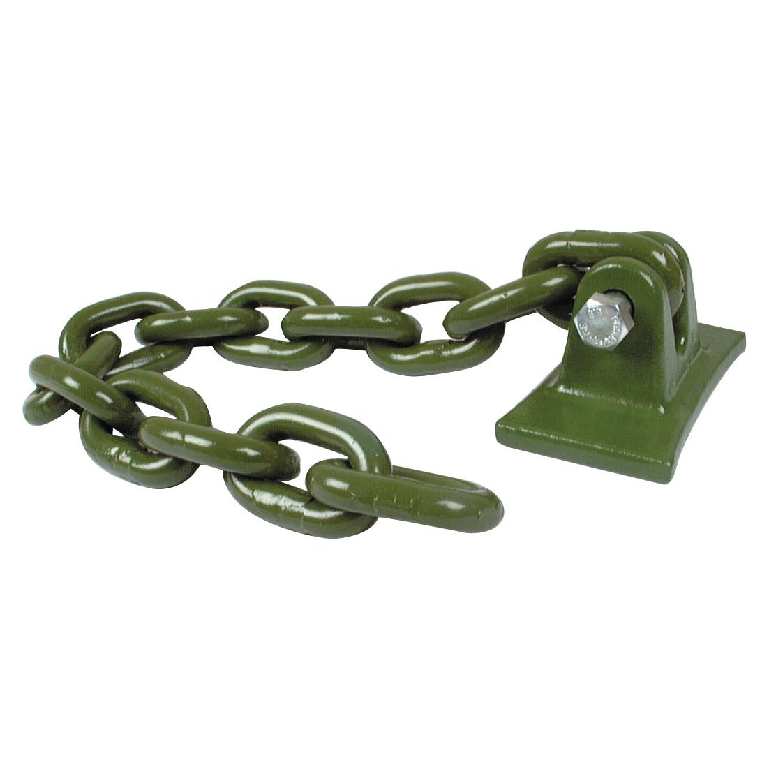 A Sparex Flail Chain Assembly 1/2'' x 13 Link Replacement for Fraser, attached to a secured metal base with a bolt. Reference: Sparex Part No. S.78853, fitting as 81536.