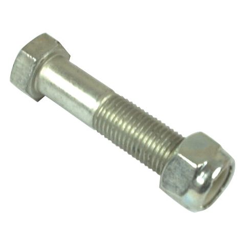 A Sparex Bolt & Nut 7/16'' x 2'' (DIN 931) grade 8.8 UNF, part number S.78864, with a hexagonal head and a partially threaded body, designed to fit securely with a Nyloc Nut.