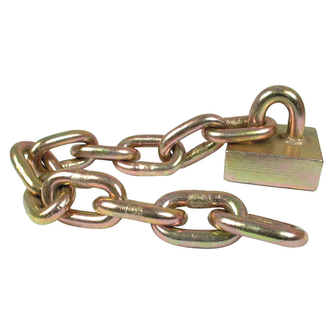 A Sparex Flail Chain Assembly 1/2'' x 11 Link Replacement for Marshall, designed to fit as: 551054 (Sparex Part No. S.78869), featuring a metal chain with a rectangular block attached to one end.