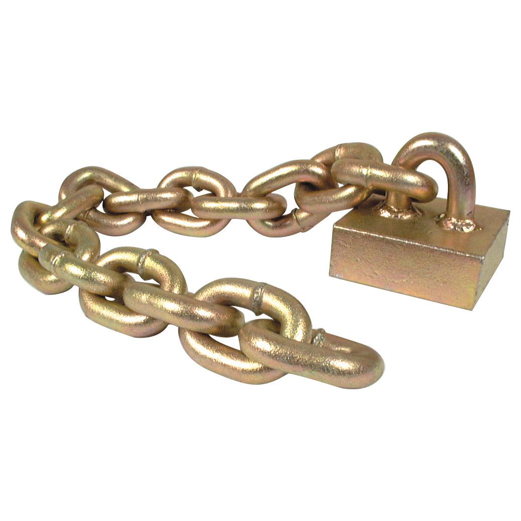 A heavy-duty metal chain, 9/16'' x 15 links, featuring a brass-colored padlock, perfect as a replacement for Marshall or included in the Sparex Flail Chain Assembly (Part No. S.78873).