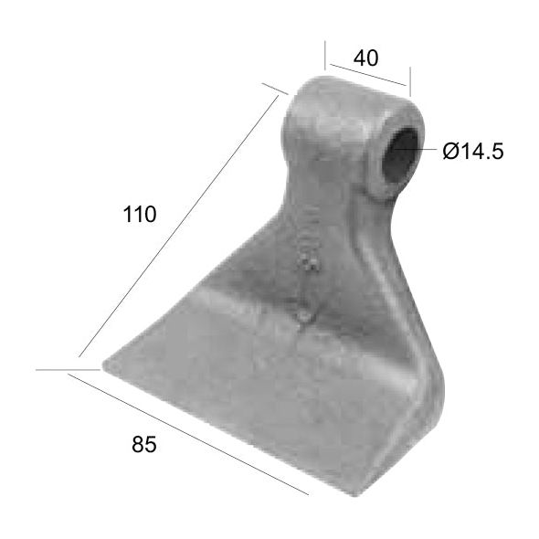 Hammer Flail, Top width: 40mm, Bottom width: 85mm, Hole⌀: 14.5mm, Radius 100mm - Replacement for Agromec, Agrimaster, Zanon
 - S.78896 - Farming Parts