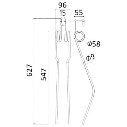 Swather haytine- Length:547mm, Width:96mm,⌀9mm - Replacement for Deutz-Fahr
 - S.78930 - Farming Parts