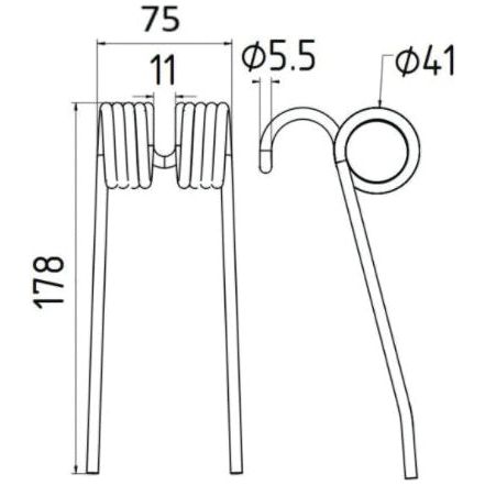 Pick-Up Haytine - RH & LH -  Length:178mm, Width:75mm,⌀5.5mm - Replacement for Carraro
 - S.78986 - Farming Parts