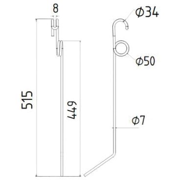 Grass & Weeder Tine - RH & LH -  Length:515mm, Width:40mm,⌀7mm - Replacement for Einbock
 - S.78995 - Farming Parts