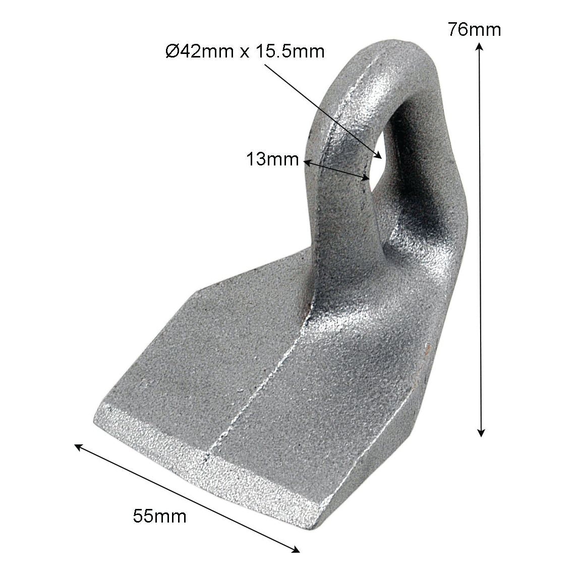 Hammer Flail, Top width: 13mm, Bottom width: 55mm, Hole⌀: 42 x 15.5mm, Radius 76mm - Replacement for Bomford, McConnel
 - S.78998 - Farming Parts