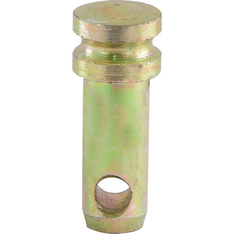 The Sparex Lower Link Pin (22x39mm Cat. 1, Part No. S.78) is a metallic pin featuring a cylindrical shape with a rounded top and a hole near the bottom. It includes a textured ring near the top that showcases a greenish-gold hue and has an overall and working length meticulously balanced for fitting intricate assemblies.