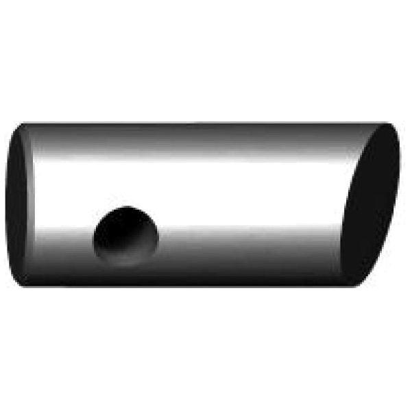 The Sparex Loader Tine - Curved 400mm (Round), identified as 25440 - S.79229, is a cylindrical metal component with smooth surfaces and a single round hole near one end, designed for pin fitting.