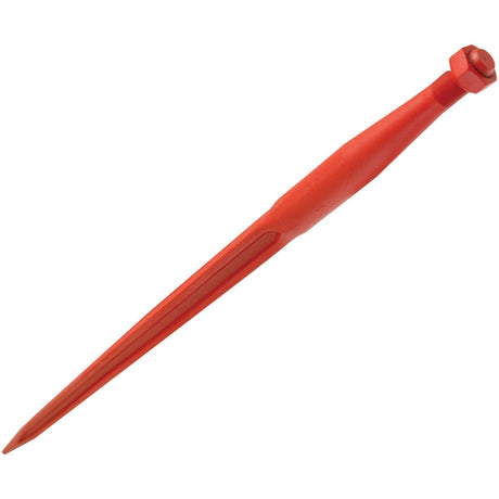 A red, pointed plastic garden stake with a hexagonal top and a 36mm maximum Tine Conus 1 design, named the Loader Tine - Straight 1100mm from Sparex, featuring an M22 x 1.50 fluted thread size suitable for fitting as 97631008 - S.79760.