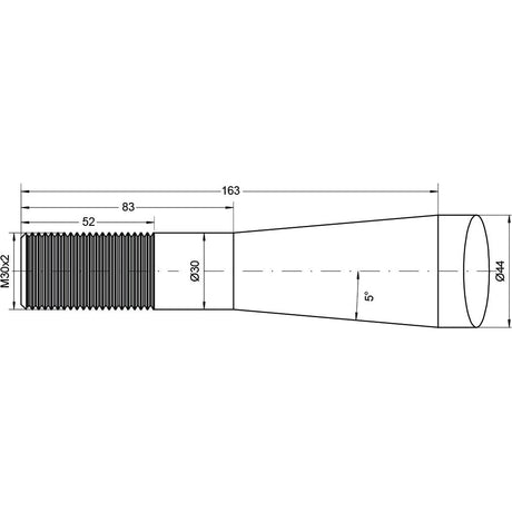 Loader Tine - Straight 820mm, Thread size: M30 x 2.00 (Square)
 - S.79762 - Farming Parts