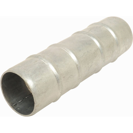 The Sparex Double Hose End: 3'' (75mm) (Galvanised) - S.79795 features a corrugated galvanized steel construction with multiple ridges along its length, providing a universal fitting for various applications.