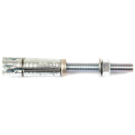 Metric Rawl Bolt, M8x50mm (Sparex Part No. S.8340) by Sparex features a threaded shaft, hexagonal nut, and washer and is designed for securing objects to concrete or other materials.