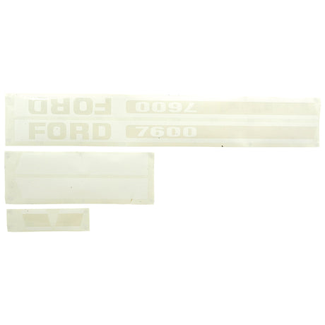 Decals for a Ford New Holland 7600 tractor, featuring the text "FORD 7600" and additional stripes, shown on a white background. This is the Sparex Decal Set (Sparex Part No. S.8422).