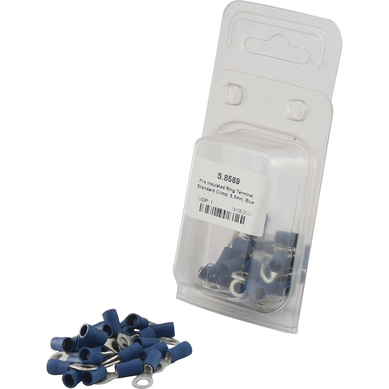 Pre Insulated Ring Terminal, Standard Grip, 5.3mm, Blue (1.5 - 2.5mm) (Agripak 25 pcs.)
 - S.8569 - Farming Parts