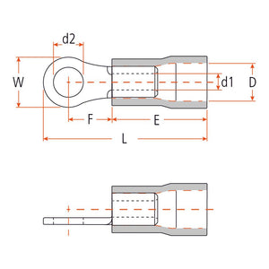 Pre Insulated Ring Terminal, Standard Grip, 6.4mm, Yellow (4.0 - 6.0mm) (Agripak 25 pcs.)
 - S.8579 - Farming Parts