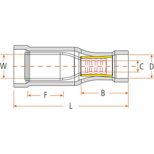 Pre Insulated Bullet Terminal, Standard Grip - Female, 5.0mm, Yellow (4.0 - 6.0mm) (Agripak 25 pcs.)
 - S.8585 - Farming Parts