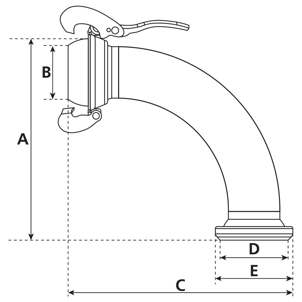 90Â° Coupling Female & Male - 6'' (159mm) (Galvanised) - S.59443 - Farming Parts