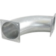 The Sparex 90° Pipe with Square Flange, measuring 8'' (200mm), is galvanised for added durability. It features square flanges on both ends and is designed for ventilation or air conditioning systems. Model number: S.136703.