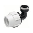 The Sparex 90° Elbow pipe fitting, part number S.153780, sized at 25mm x 1/2", features a threaded connection on one end and a compression fitting on the other, making it ideal for plumbing applications.