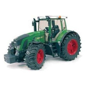 A Fendt - 936 Vario - X991000217000 agricultural tractor by AGCO, at a 1:16 scale, is shown against a white background. This height-adjustable toy model features large red wheels, a spacious driver's cab, and realistic green and black detailing for play.