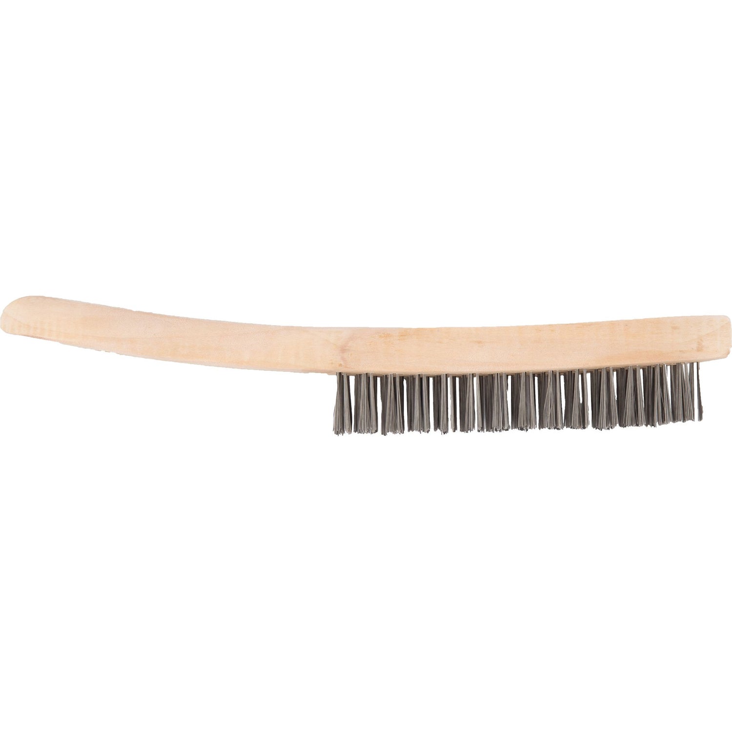 The ABRACS Wire Brush - 3 Row (S.54059) by Sparex features a wooden handle and metal bristles, making it ideal for rust and paint removal.