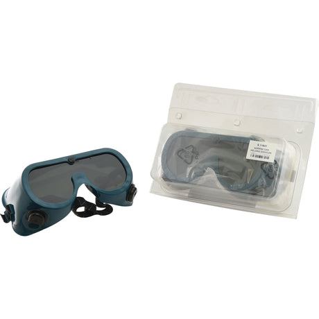 A pair of dark-lensed Gas Welding Goggles (Agripak 1 pc.) next to its clear plastic packaging, labeled with the Sparex Part No. S.11641 for easy identification.