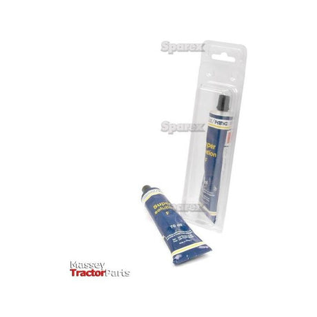 Two tubes of APak - Super Solution 1, both in blue: one packaged in clear plastic and the other positioned in front. The packaging displays text and logos with the brand names "Sparex" and "Massey Tractor Parts." This Self Vulcanising Solution, identified by Sparex Part No. S.21248, is ideal for room temperature vulcanisation applications.