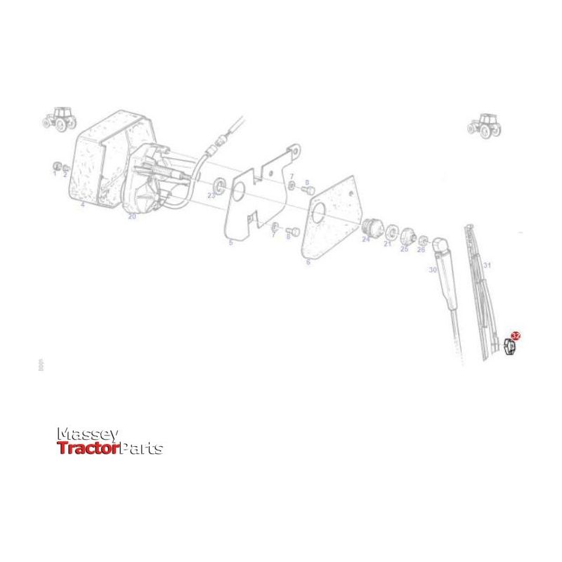 Fendt Adapter Windscreen Wiper - G524810180100 | OEM | Fendt parts | Cab Glass & Glazing Tools-Fendt-Cabin & Body Panels,Farming Parts,Tractor Parts,Windscreen Washers,Wiper Motors & Blades