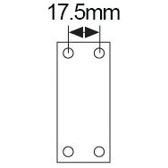 Technical diagram illustrating a rectangle with four circles at each corner, marked with 17.5 mm distance between the two top circles. The design includes Adjustable Mirror Arms (345 - 610 mm) for both RH and LH positions for precision, available as Sparex Part No.S.14709 from the brand Sparex.