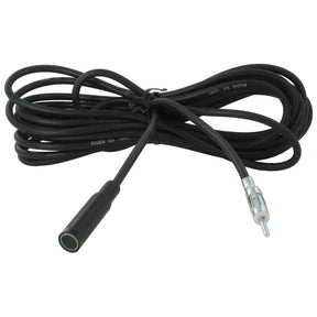 A coiled black aerial extension cable from Sparex, measuring 2 meters in length, featuring a KENWOOD connector at one end and a metallic connector at the other. This is listed under Sparex Part No. S.150454.