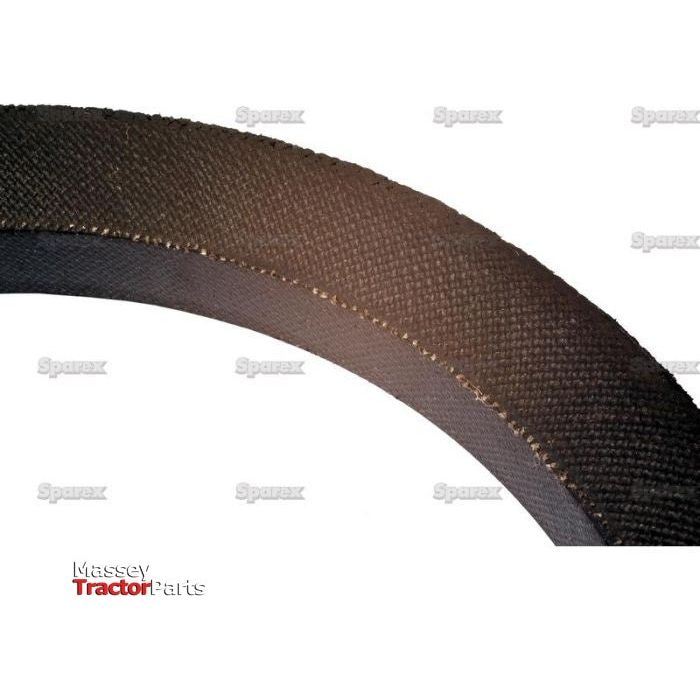 Close-up of a black brake lining for a tractor. The text "Sparex" repetitively appears in the background, with the "Massey Tractor Parts" logo at the bottom left. Notice how this high-quality component integrates seamlessly with Sparex's V Belt - C Section - Belt No. C96 (Part No.S.18949) for optimal performance.