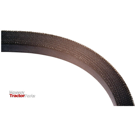 A close-up of a textured, curved black V Belt segment with text "Sparex" and "V Belt - A Section - Belt No. A74 | Sparex Part No.S.18756" in the lower left corner.