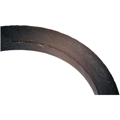 Close-up of a curved piece of textured black rubber, likely part of a V Belt - B Section - Belt No. B71 (Sparex Part No.S.18862), against a white background.