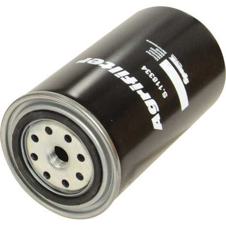 A black Sparex Fuel Separator - Spin On oil filter with text and model number S.118334 printed on the side. The top features multiple holes and threading for easy installation, making it compatible with Case IH / International Harvester equipment.
