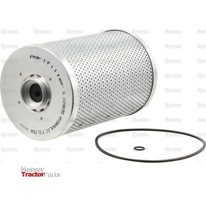 A Sparex Hydraulic Filter Element (Sparex Part No. S.109695) and an O-ring against a white background, compatible with McCormick and Case IH equipment.