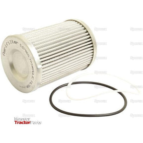 Hydraulic Filter - Element (Sparex Part No.S.57865) for a Massey Ferguson tractor, model SRL69225, shown with an included O-ring seal. Compatible with John Deere and David Brown models.