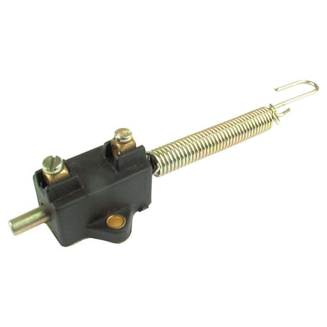 The Brake Light Switch (Sparex Part No. S.5960) from Sparex is a metal lever switch with a black plastic housing, a metal rod, and a spring, designed specifically for International Harvester equipment.