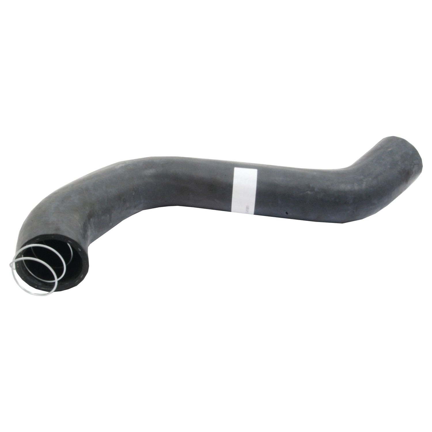 The Sparex Air Cleaner Hose (Part No. S.41881) is a black, curved rubber hose reinforced with a metal coil, designed for automotive or industrial applications. It's suitable for Massey Ferguson machines and features a white label on its surface.