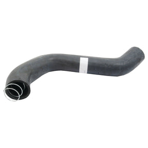 This Sparex Air Cleaner Hose (Sparex Part No.S.41881) is a black rubber hose with a bent shape, featuring a metal spring inside one end and a white label on the exterior. Designed specifically for Massey Ferguson equipment, it is crafted from durable rubber to ensure long-lasting performance.